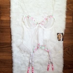 Vintage 90's Mayela floral coquette lingerie 3 piece set